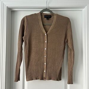 Classiques Entier Ribbed Silk Button Down Cardigan Top